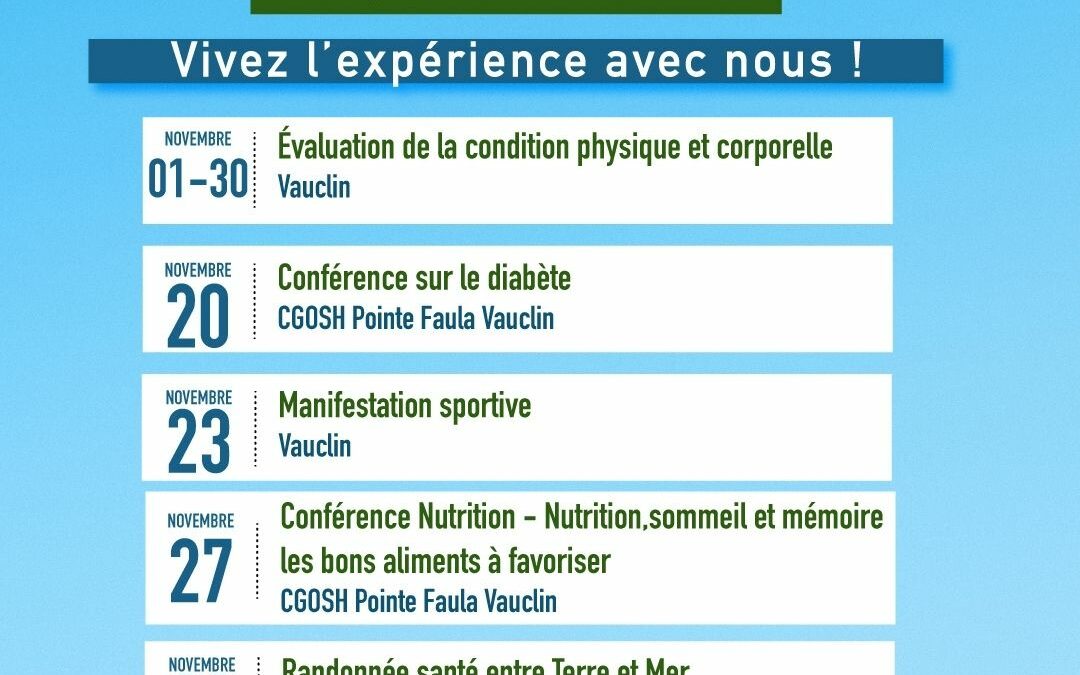 [Partenaire du CLSI] L’Agenda Novembre de la Maison Sport Santé AQUATER :